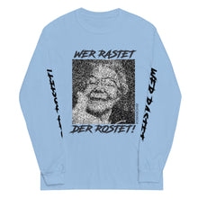 Lade das Bild in den Galerie-Viewer, "WER RASET DER ROSTET" Bio-Langarmshirt