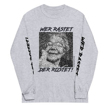 Lade das Bild in den Galerie-Viewer, "WER RASET DER ROSTET" Bio-Langarmshirt