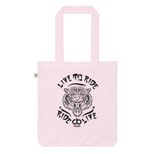 Lade das Bild in den Galerie-Viewer, Bio Stoffetasche "Live to Ride" Tiger Logo